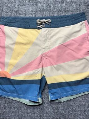Faherty Board Shorts Mens 36 Multicolor Sunrise Surf Quick Dry Stretch 7 Inseam